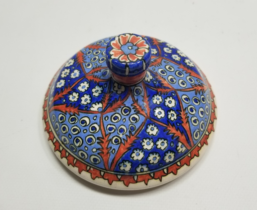 OSMANLI DÖNEMİ EL BOYAMA İŞÇİLİKLİ NADİR KÜTAHYA İFTARİYELİK KAPAĞI