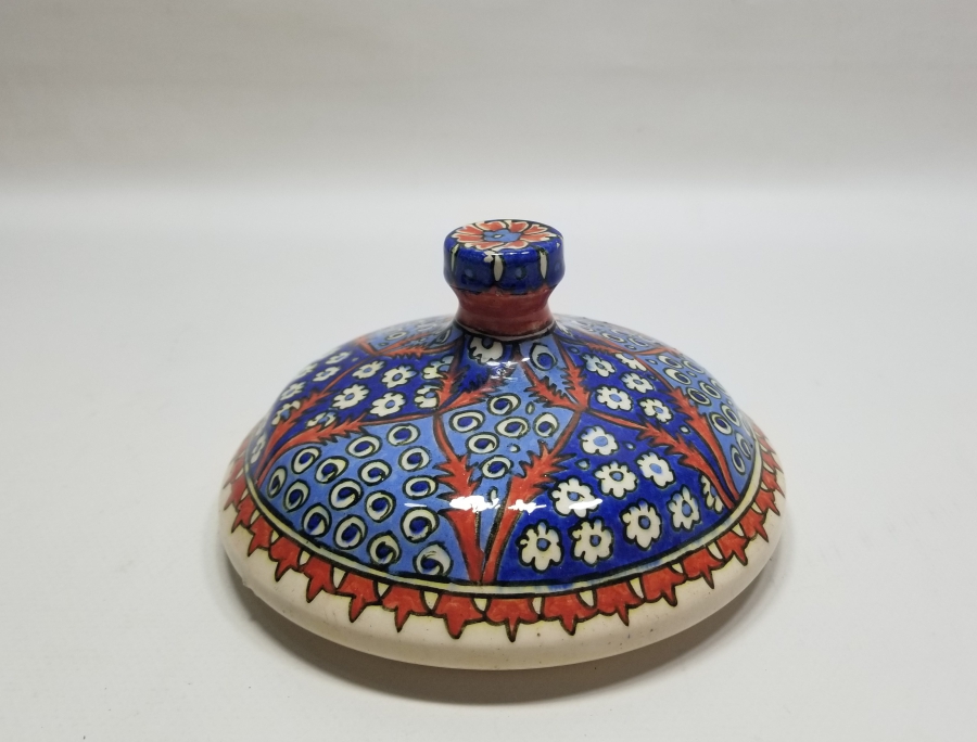OSMANLI DÖNEMİ EL BOYAMA İŞÇİLİKLİ NADİR KÜTAHYA İFTARİYELİK KAPAĞI