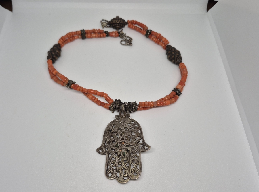 MERCAN TAŞLI OSMANLI DÖNEMİ FATMA ANANIN ELİ TILSIM KOLYE