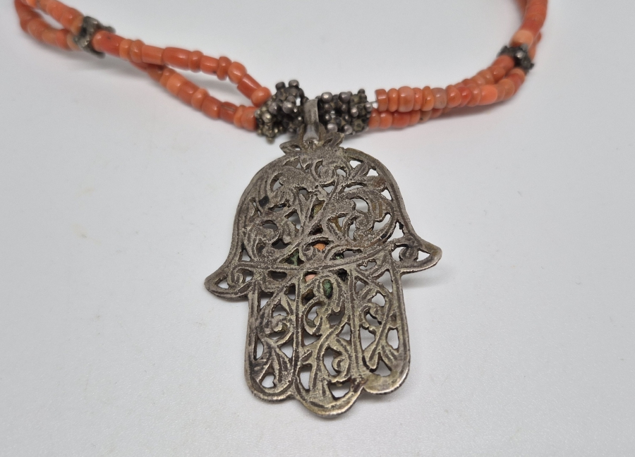 MERCAN TAŞLI OSMANLI DÖNEMİ FATMA ANANIN ELİ TILSIM KOLYE