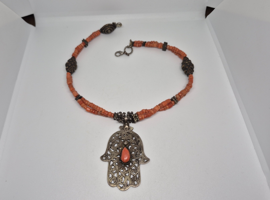 MERCAN TAŞLI OSMANLI DÖNEMİ FATMA ANANIN ELİ TILSIM KOLYE