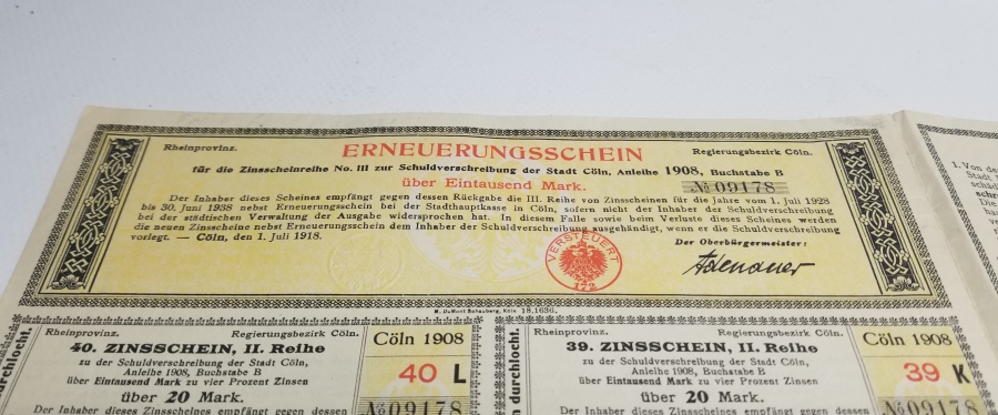 1920LERDEN ALMAN HİSSE SENEDİ