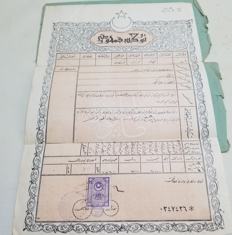 ORİJİNAL KARTONUNDA CUMHURİYET BAŞLARI SENED-İ HAKANİ - TAPU