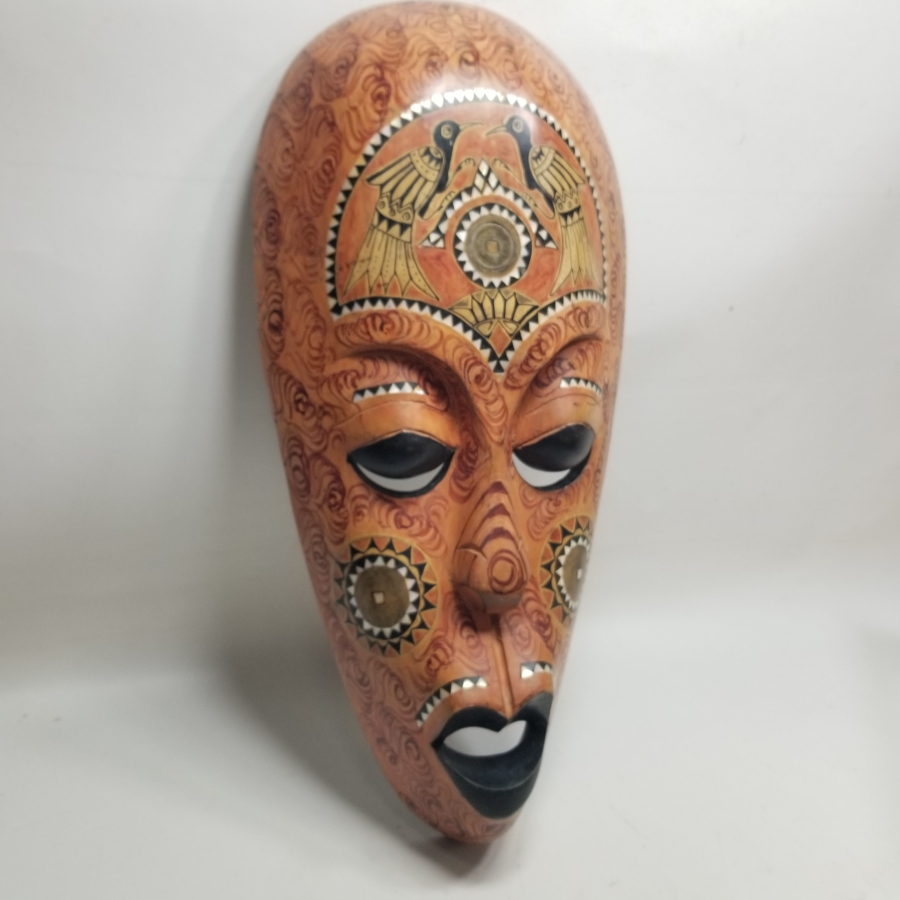 EL YAPIMI AHŞAP AFRİKA DEKORATİF MASK