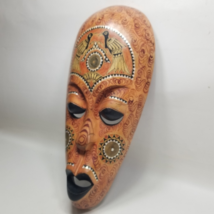 EL YAPIMI AHŞAP AFRİKA DEKORATİF MASK
