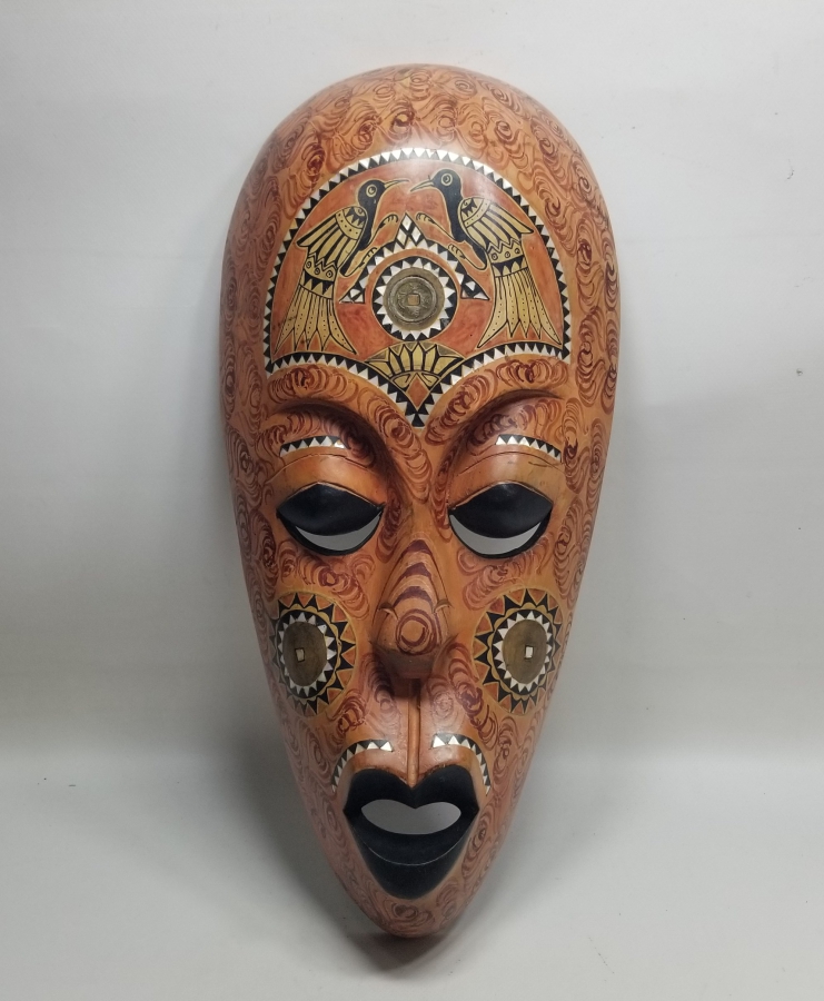 EL YAPIMI AHŞAP AFRİKA DEKORATİF MASK