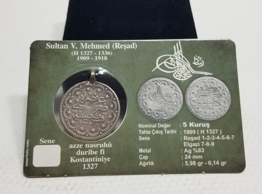 SULTAN MEHMET REŞAT HAN DÖNEMİ GÜMÜŞ 5 KURUŞ MECİDİYE