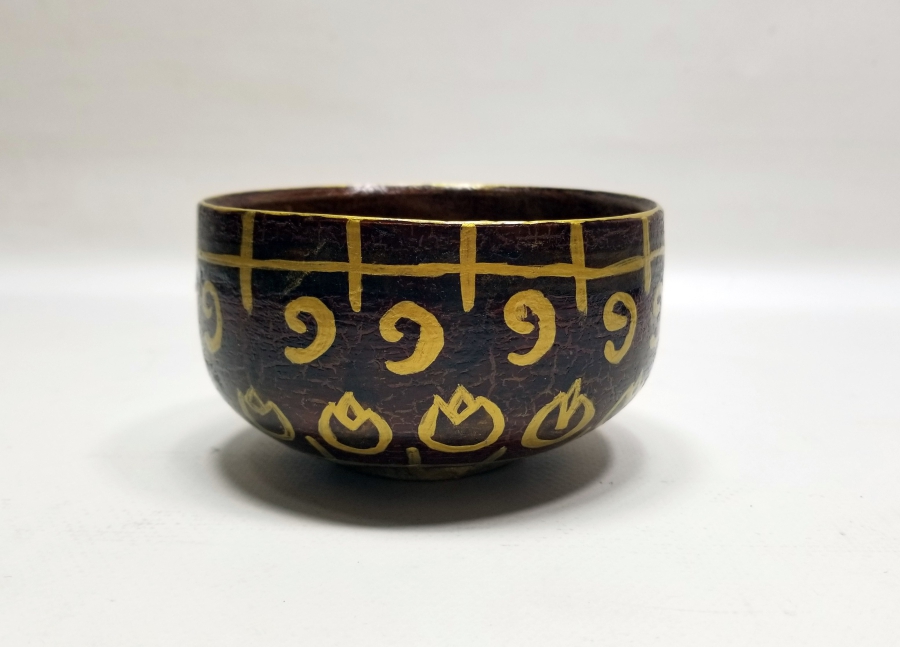 EL BOYAMA İŞÇİLİKLİ ANTİKA AHŞAP KASE