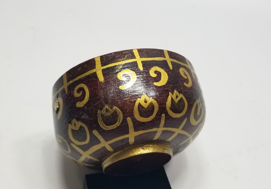 EL BOYAMA İŞÇİLİKLİ ANTİKA AHŞAP KASE