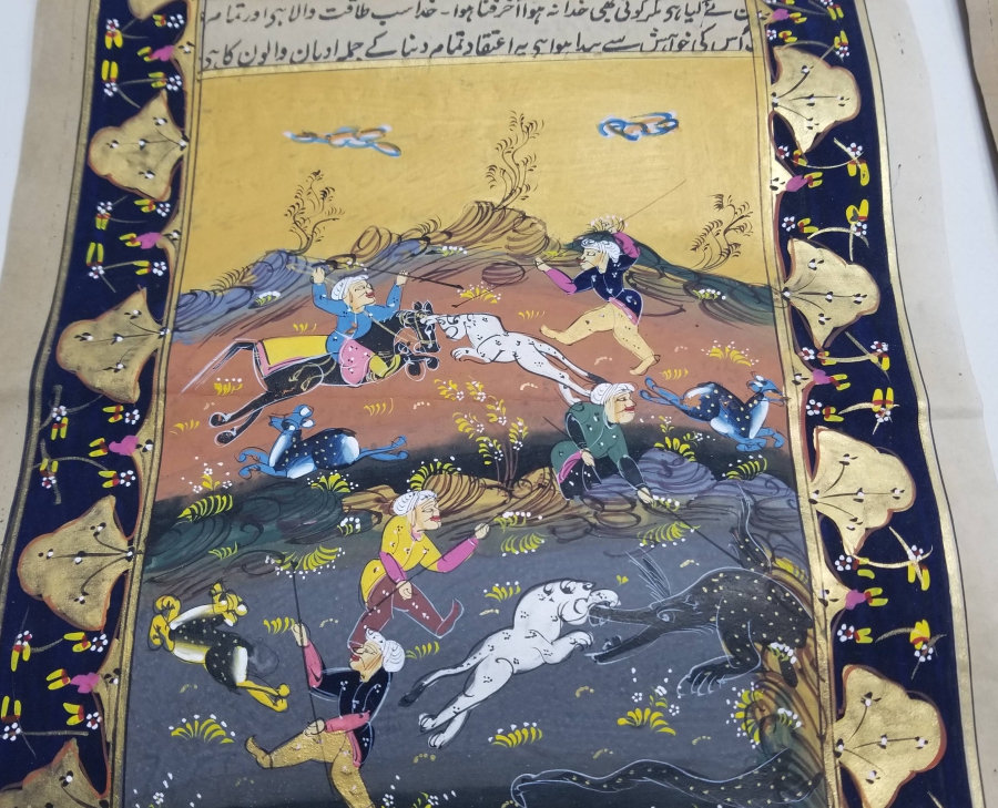 EL YAZMA KİTAP SAYFALARI ÜZERİNDE YAPILMIŞ İKİ ADET EL BOYAMA MİNYATÜR