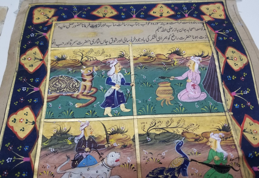 EL YAZMA KİTAP SAYFALARI ÜZERİNDE YAPILMIŞ İKİ ADET EL BOYAMA MİNYATÜR