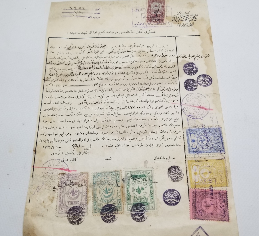 ÜZERİ BOL PULLU OSMANLI DÖNEMİ EFEMERA - KİRA SÖZLEŞMESİ