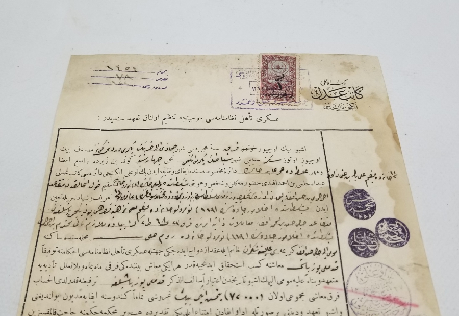 ÜZERİ BOL PULLU OSMANLI DÖNEMİ EFEMERA - KİRA SÖZLEŞMESİ