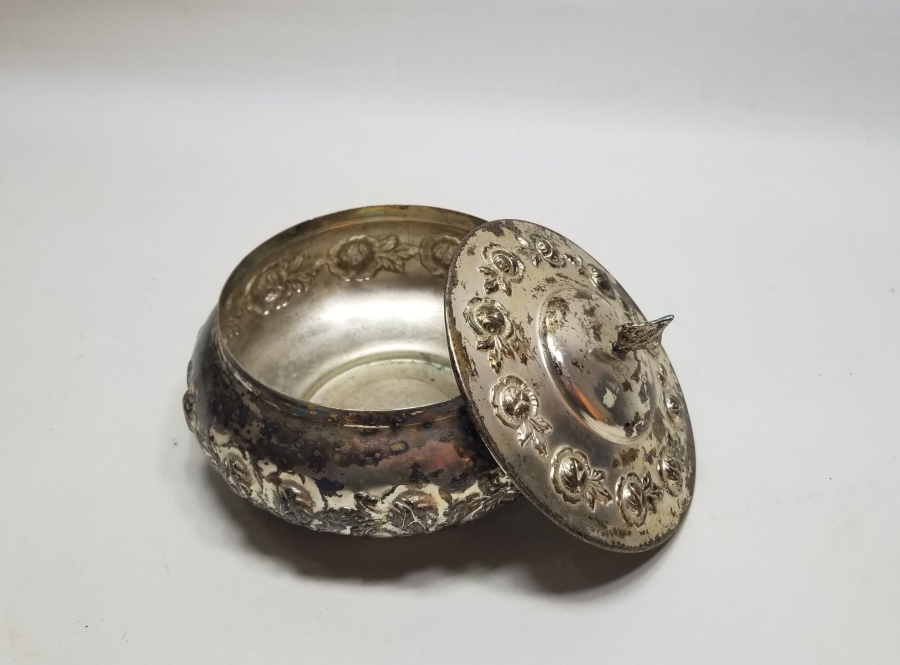 GÜMÜŞ KAPLAMA ANTİKA KAPAKLI ŞEKERLİK