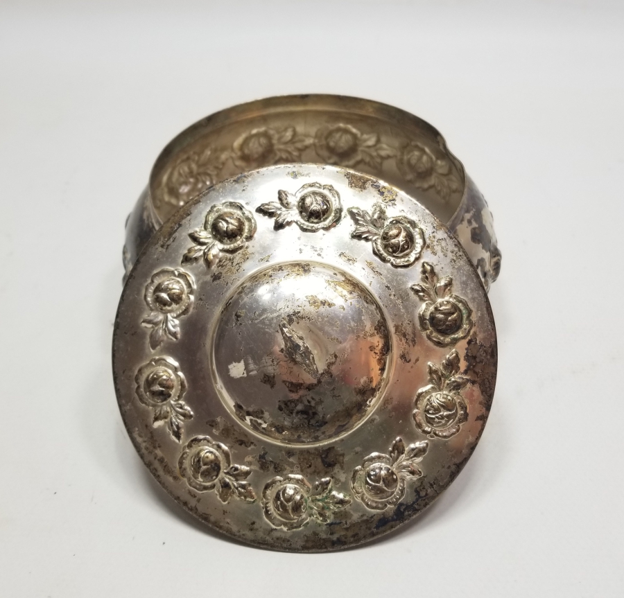 GÜMÜŞ KAPLAMA ANTİKA KAPAKLI ŞEKERLİK