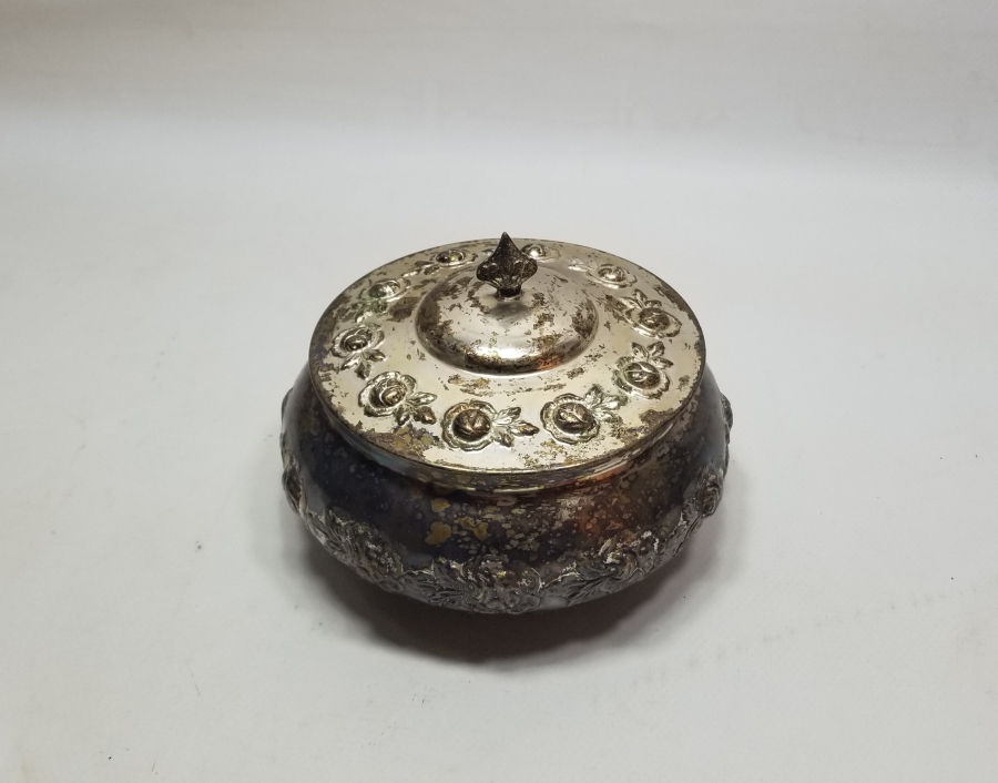 GÜMÜŞ KAPLAMA ANTİKA KAPAKLI ŞEKERLİK