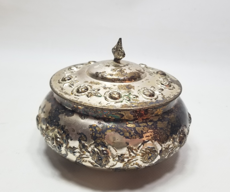 GÜMÜŞ KAPLAMA ANTİKA KAPAKLI ŞEKERLİK