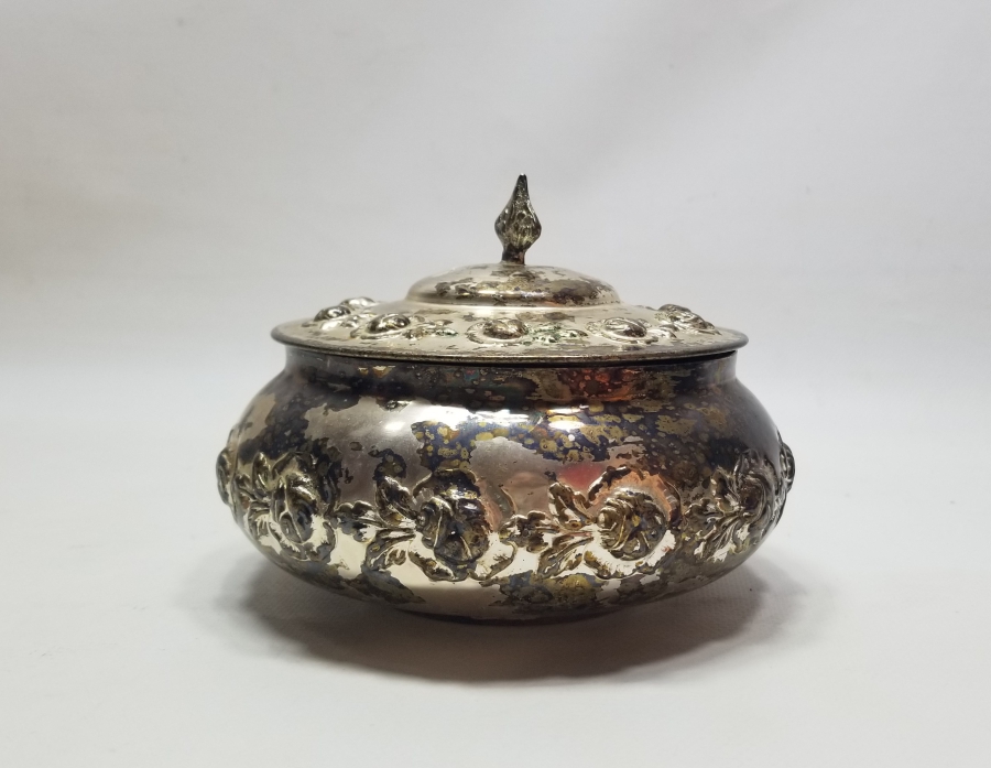 GÜMÜŞ KAPLAMA ANTİKA KAPAKLI ŞEKERLİK