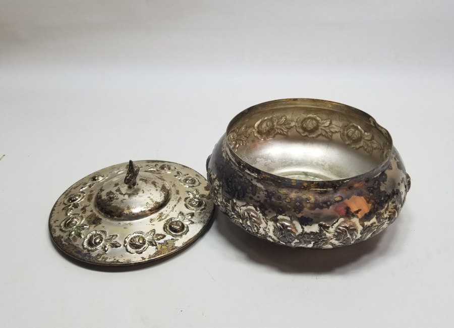 GÜMÜŞ KAPLAMA ANTİKA KAPAKLI ŞEKERLİK