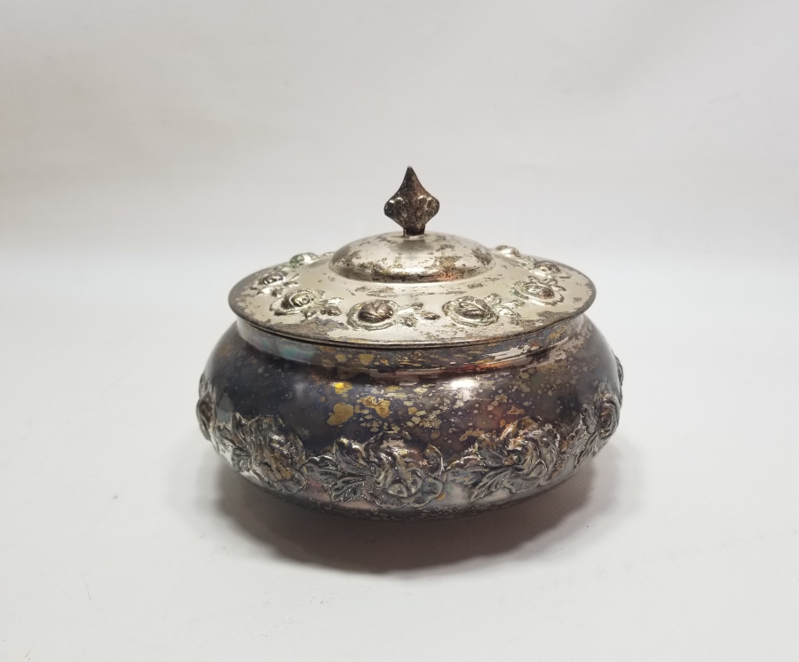 GÜMÜŞ KAPLAMA ANTİKA KAPAKLI ŞEKERLİK