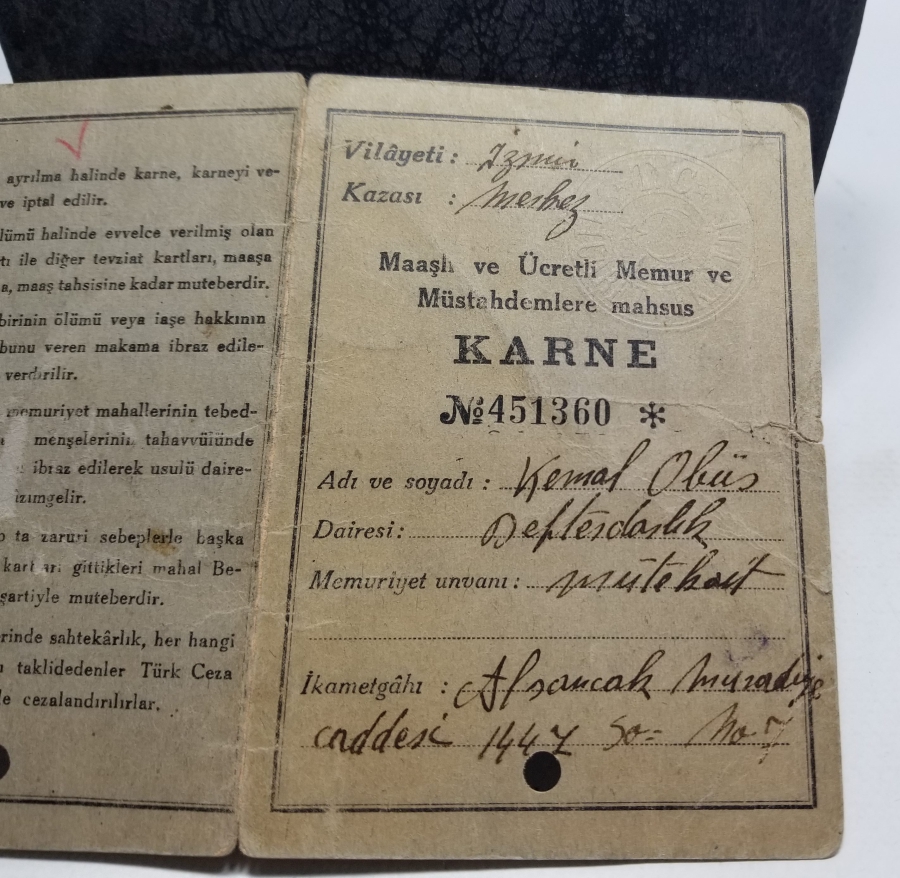 2. DÜNYA SAVAŞI DÖNEMİ NADİR EKMEK KARNESİ