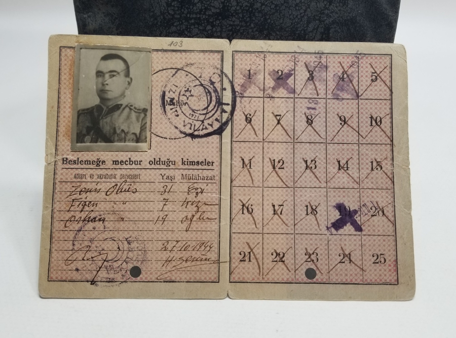 2. DÜNYA SAVAŞI DÖNEMİ NADİR EKMEK KARNESİ