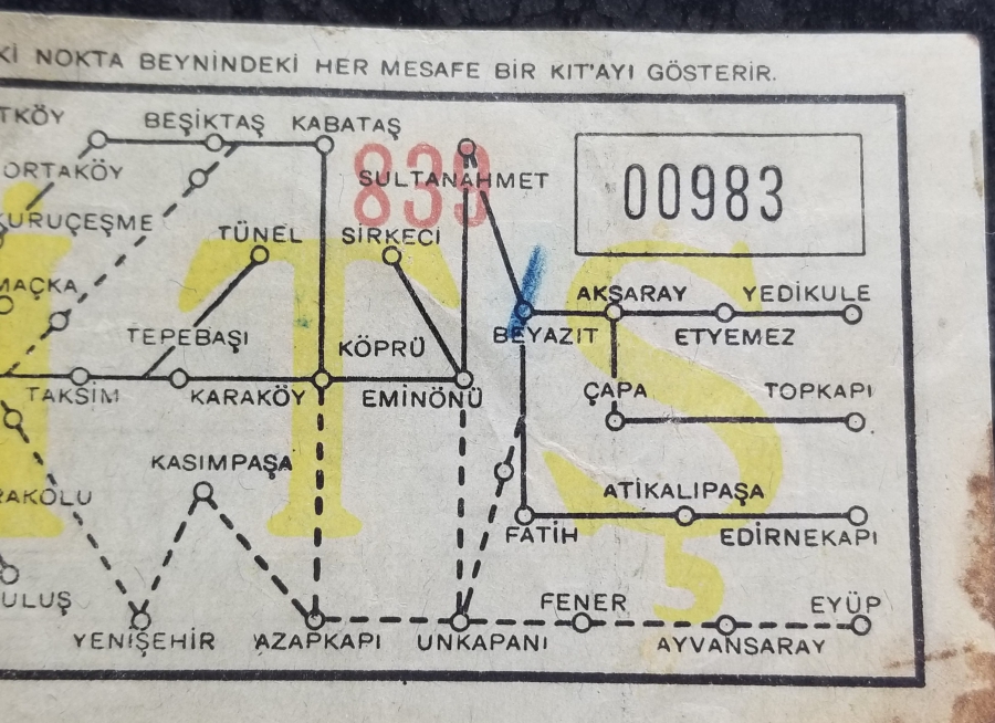 CUMNHURİYET BAŞLARI NADİR TRAMVAY BİLETİ
