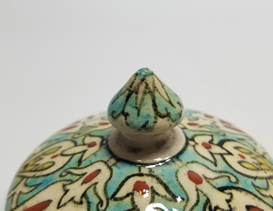 OSMANLI DÖNEMİ EL BOYAMA İŞÇİLİKLİ NADİR KÜTAHYA KAVANOZ KAPAĞI