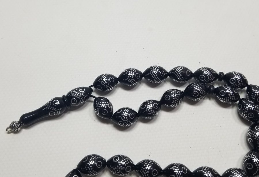 GÜMÜŞ ÇAKMA İŞÇİLİKLİ ÖZEL YAPIM ANTİKA TESPİH