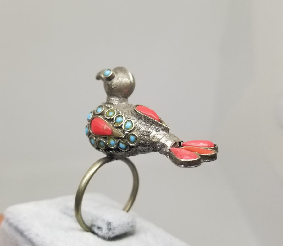 KUŞ FORMUNDA YAPILMIŞ TÜRKMEN İŞİ ANTİKA YÜZÜK