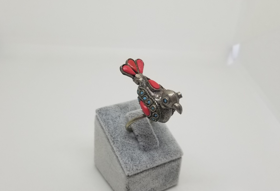 KUŞ FORMUNDA YAPILMIŞ TÜRKMEN İŞİ ANTİKA YÜZÜK