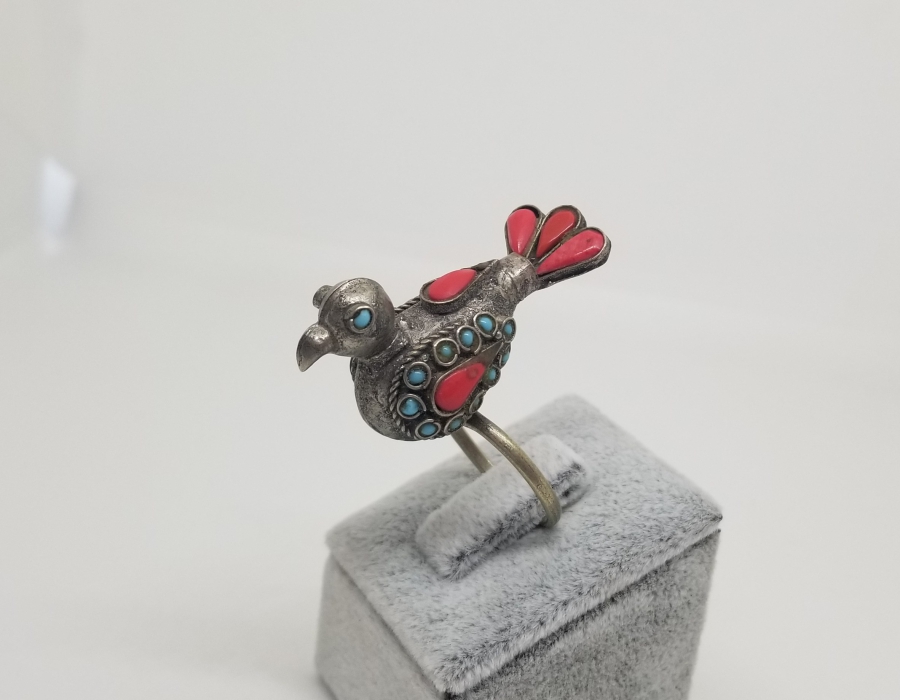 KUŞ FORMUNDA YAPILMIŞ TÜRKMEN İŞİ ANTİKA YÜZÜK