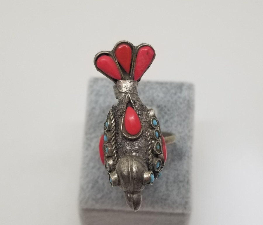 KUŞ FORMUNDA YAPILMIŞ TÜRKMEN İŞİ ANTİKA YÜZÜK