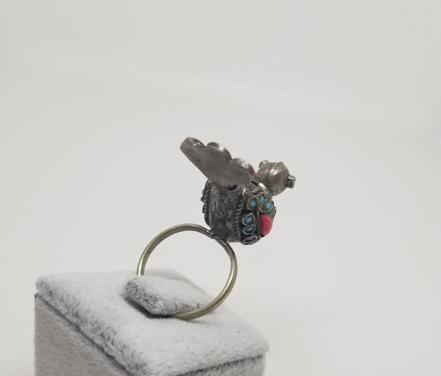 KUŞ FORMUNDA YAPILMIŞ TÜRKMEN İŞİ ANTİKA YÜZÜK