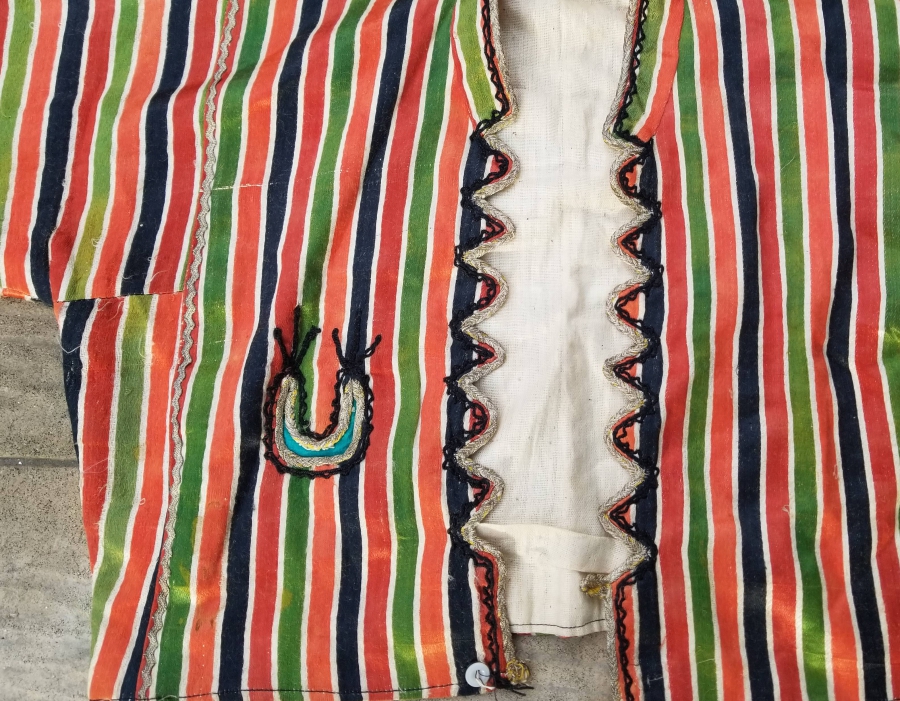 ÜZERİ GÜMÜŞ SIRMA VE İPEK İBRİŞİMLİ OSMANLI DÖNEMİ EL DOKUMA ŞALVAR ÜSTÜ