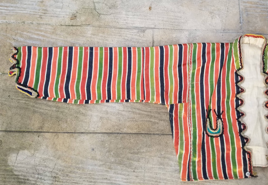 ÜZERİ GÜMÜŞ SIRMA VE İPEK İBRİŞİMLİ OSMANLI DÖNEMİ EL DOKUMA ŞALVAR ÜSTÜ