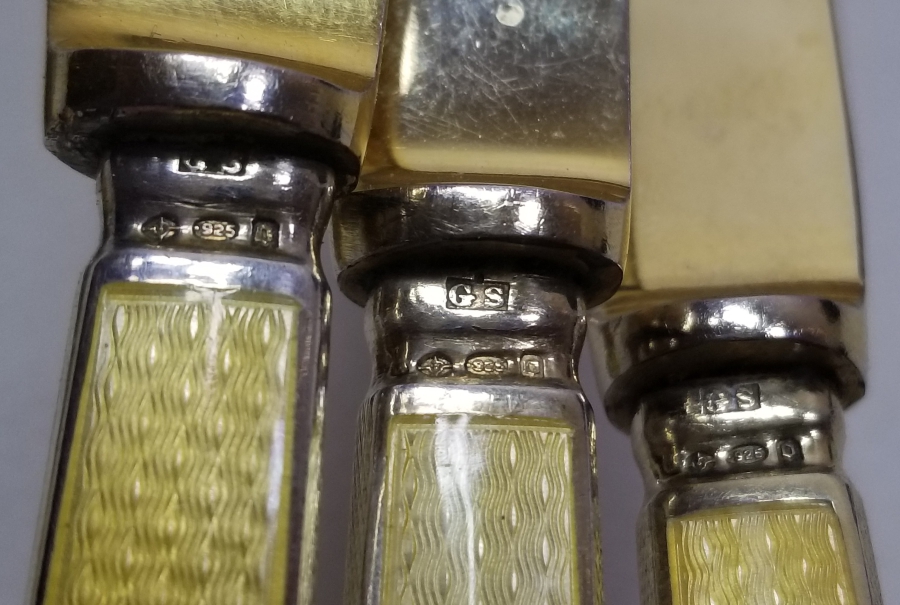 ORİJİNAL KUTUSUNDA MİNE İŞÇİLİKLİ ANTİKA GÜMÜŞ BALIK BIÇAĞI TAKIMI