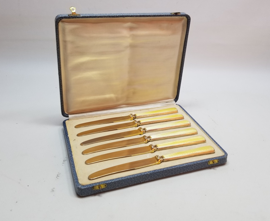 ORİJİNAL KUTUSUNDA MİNE İŞÇİLİKLİ ANTİKA GÜMÜŞ BALIK BIÇAĞI TAKIMI