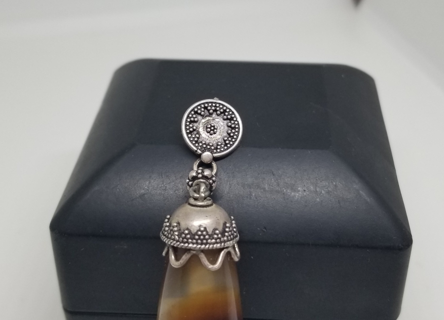 SÜLEYMANİYE AKİĞİNDEN YAPILMIŞ GÜMÜŞ KOLYE UCU