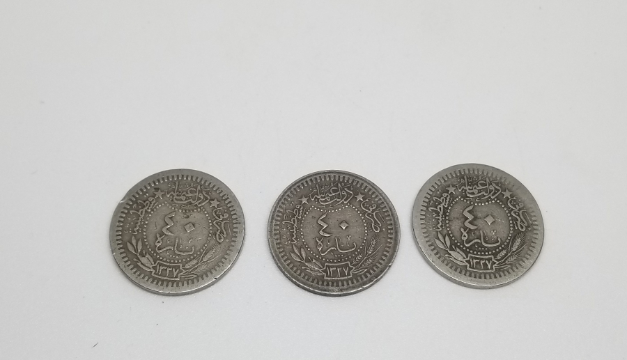 3 ADET MEHMET REŞAD HAN DÖNEMİ NİKEL 40 PARA