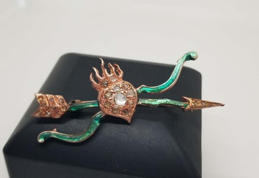 ELMAS TAŞLI ÖZEL YAPIM ANTİKA BROŞ