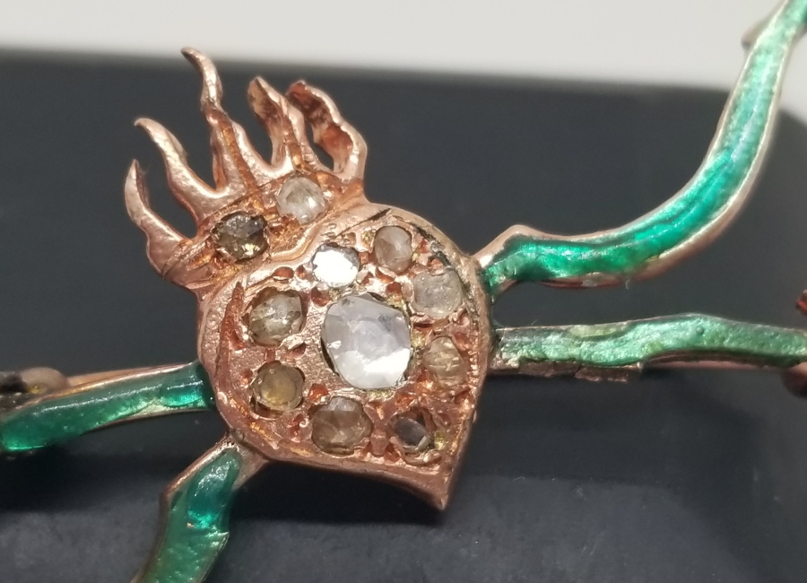 ELMAS TAŞLI ÖZEL YAPIM ANTİKA BROŞ