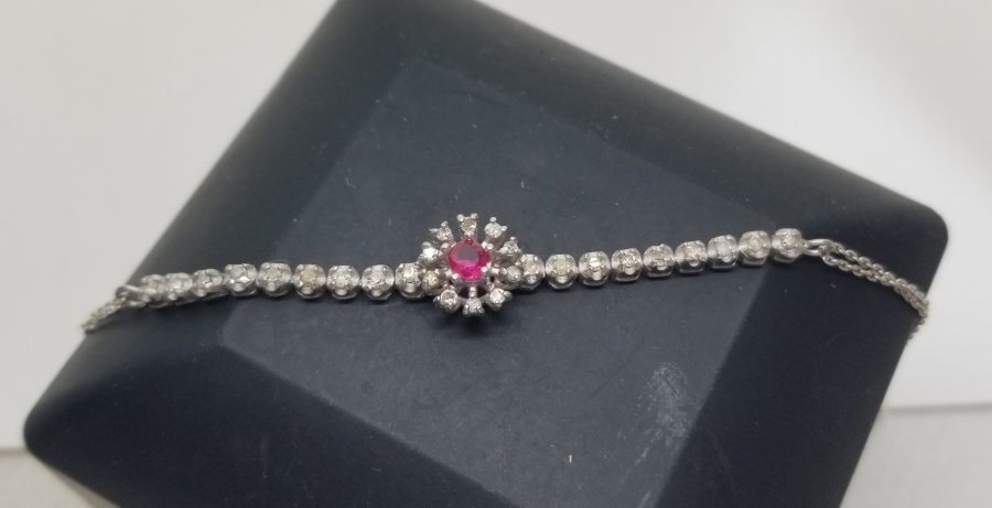 YAKUT VE PIRLANTA TAŞLI ÖZEL YAPIM BİLEZİK - BİLEKLİK