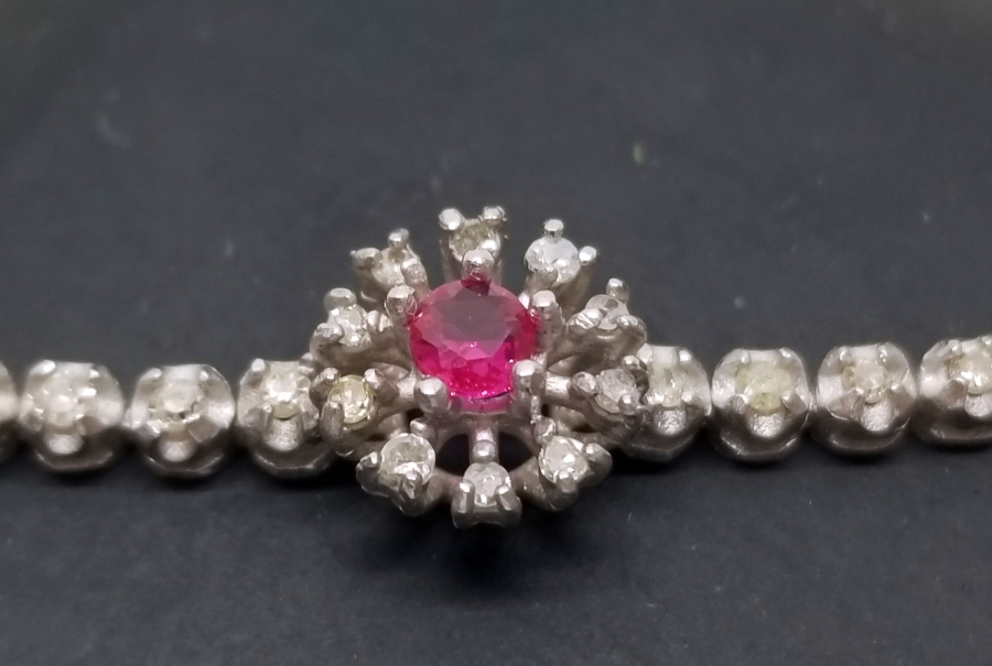 YAKUT VE PIRLANTA TAŞLI ÖZEL YAPIM BİLEZİK - BİLEKLİK