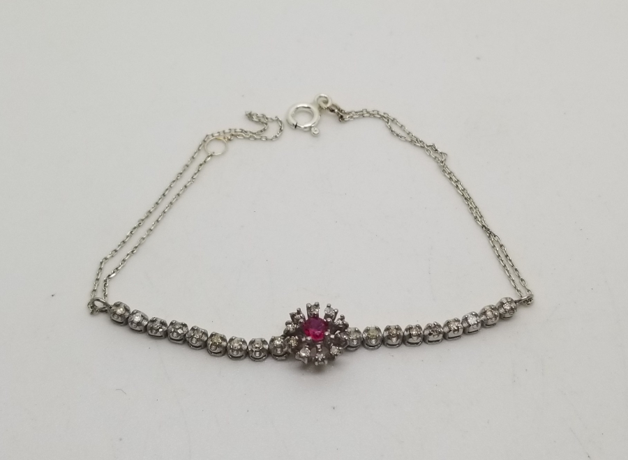 YAKUT VE PIRLANTA TAŞLI ÖZEL YAPIM BİLEZİK - BİLEKLİK