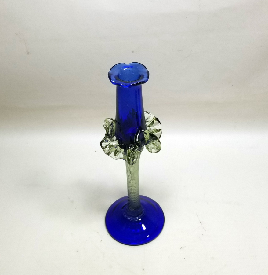 ÜFLEME CAMDAN MAMUL ANTİKA FIRFIRLI CAM MUMLUK