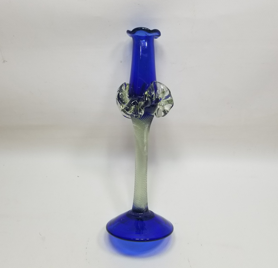 ÜFLEME CAMDAN MAMUL ANTİKA FIRFIRLI CAM MUMLUK