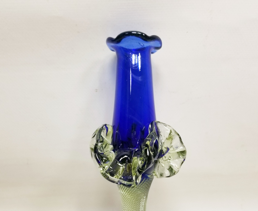 ÜFLEME CAMDAN MAMUL ANTİKA FIRFIRLI CAM MUMLUK