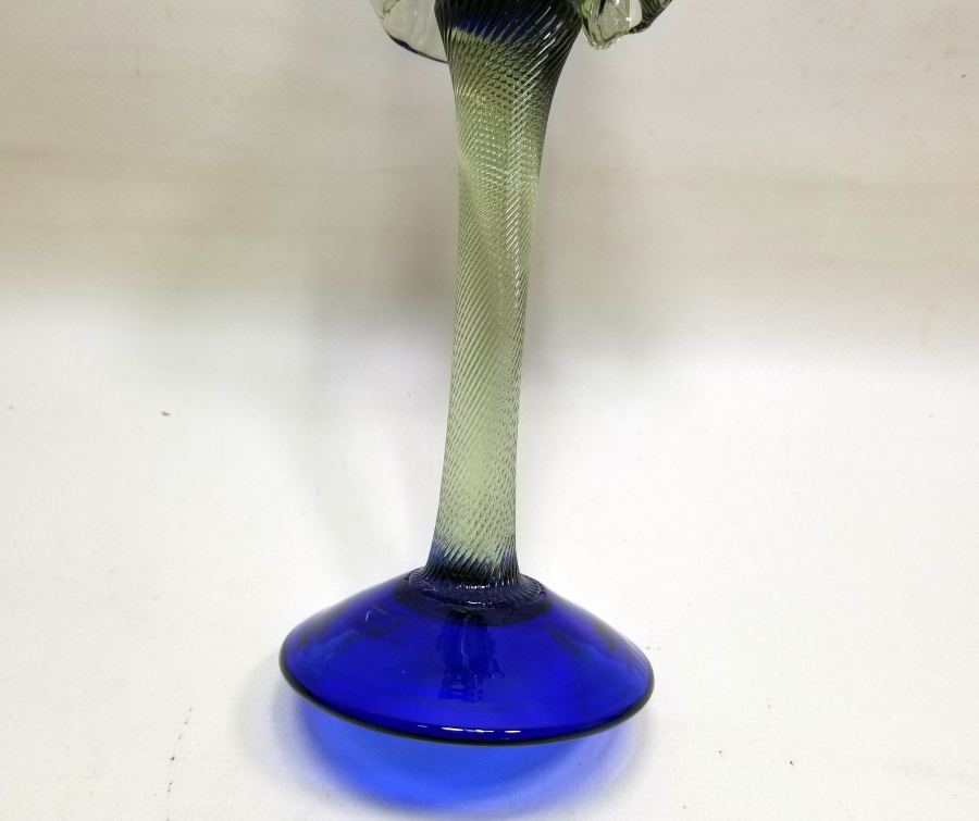 ÜFLEME CAMDAN MAMUL ANTİKA FIRFIRLI CAM MUMLUK