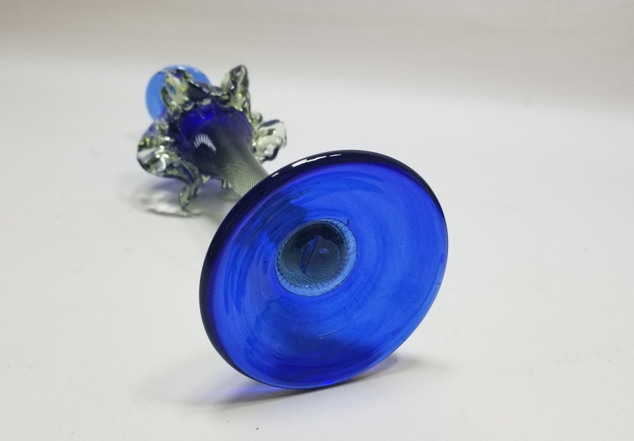 ÜFLEME CAMDAN MAMUL ANTİKA FIRFIRLI CAM MUMLUK